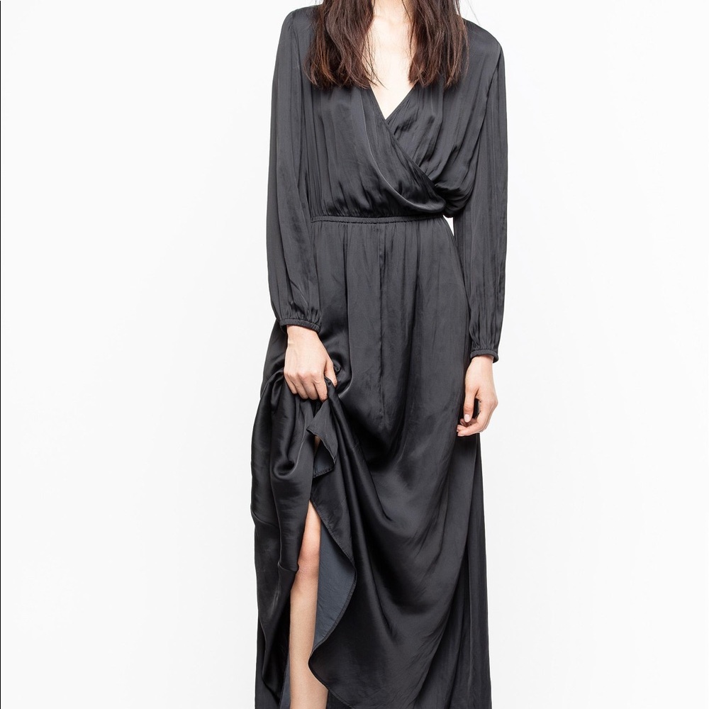 Zadig & Voltaire Rikko Satin Black Dress